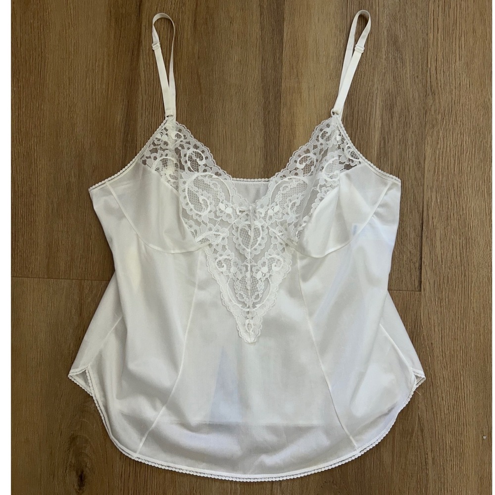 Vintage Sears White Lace Camisole Top Bridal Sexy lingerie wedding coquette